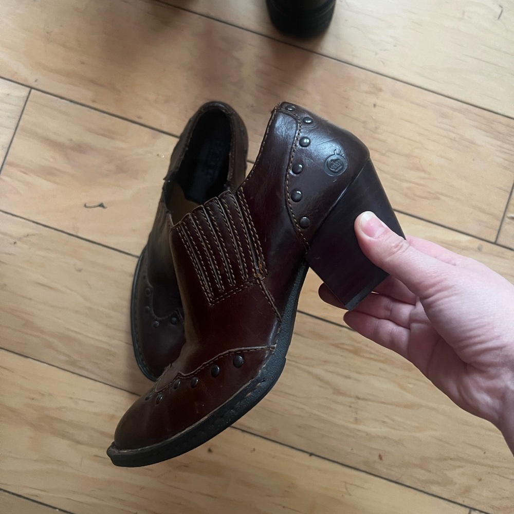 Brown Leather Women's Heeled Shoes